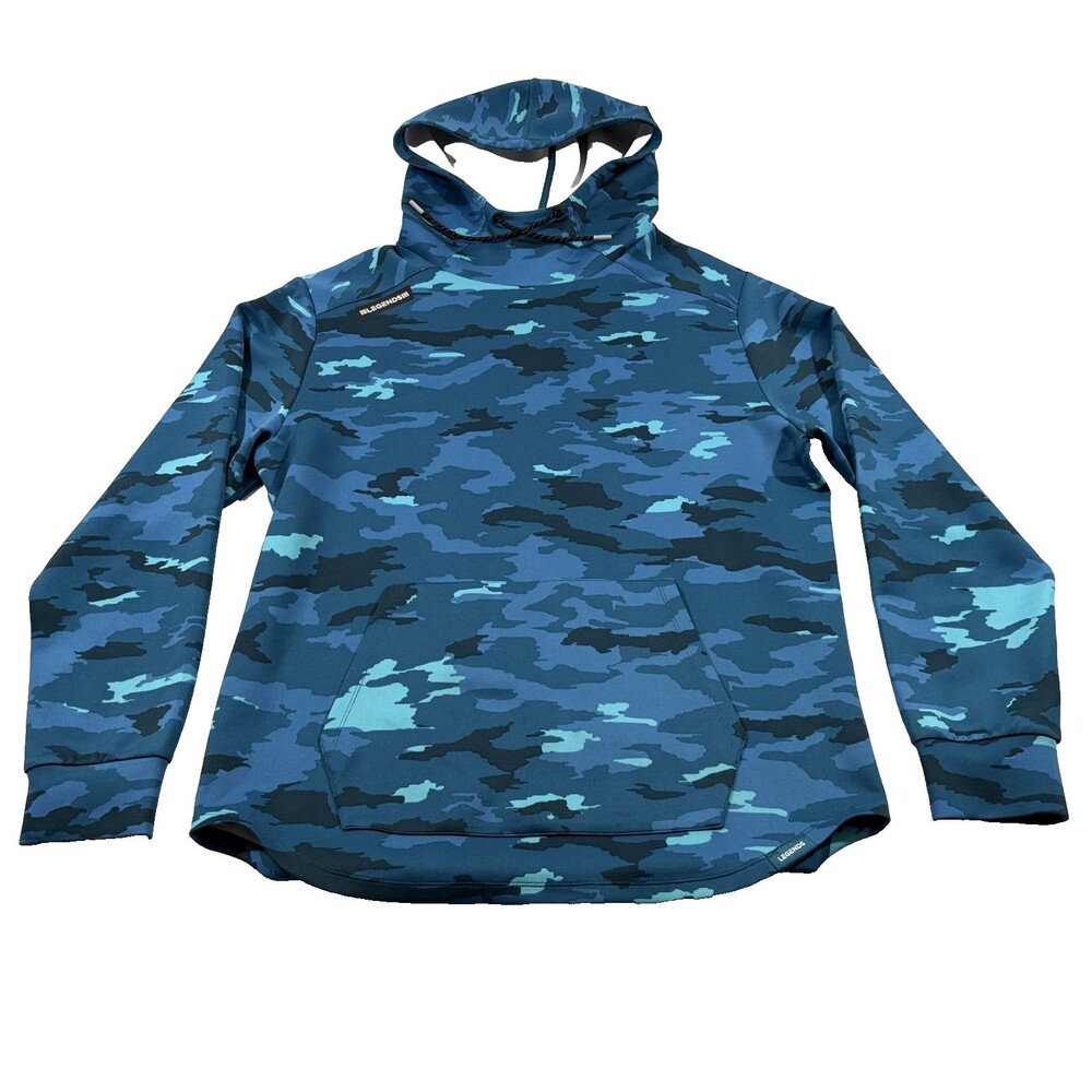 Legends Hawthorne Tech Pullover Hoodie Blue Camo Men Performance Sweatshirt Sz L
